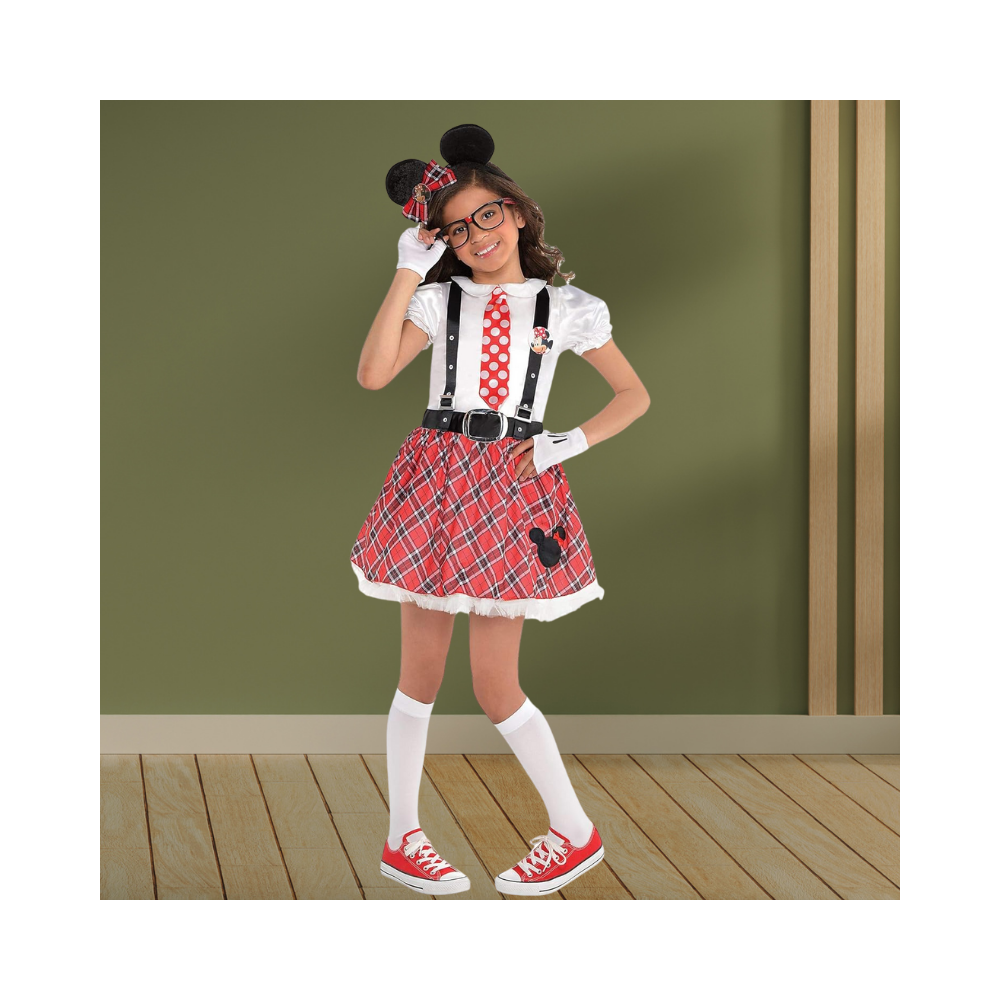 Halloween Minnie Mouse Nerd Costume for Girls