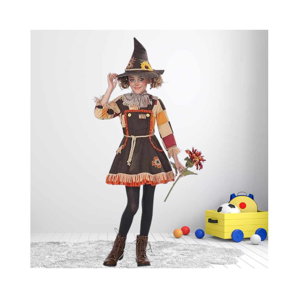 Halloween Girl's Patchwork Scarecrow Costume