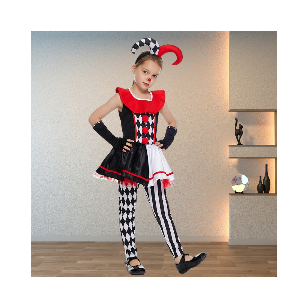 Halloween Girls Killer Clown Costume Set