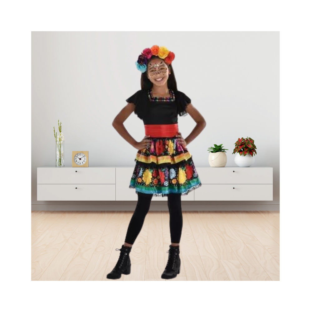 Halloween Kids Rainbow Day of the Dead Costume