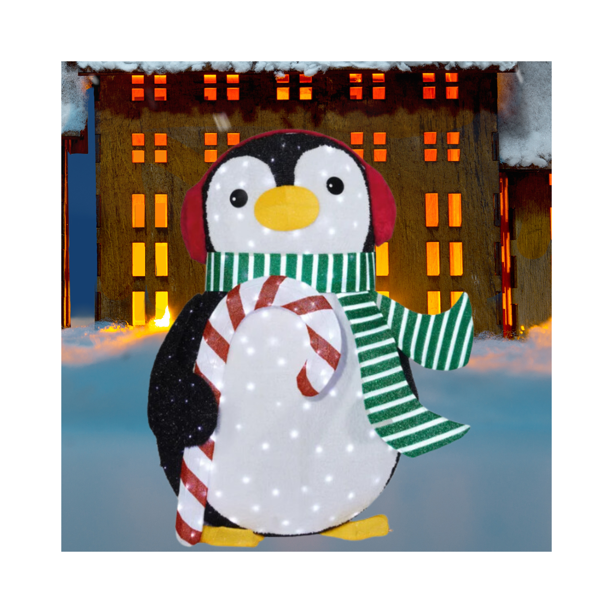 Christmas 5' LED Penguin With Candy Cane