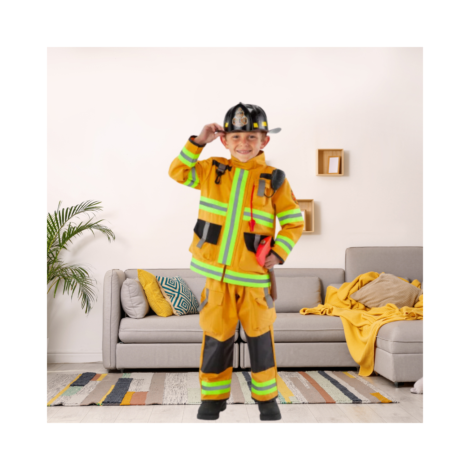 Halloween Kids Yellow Firefighter Costume