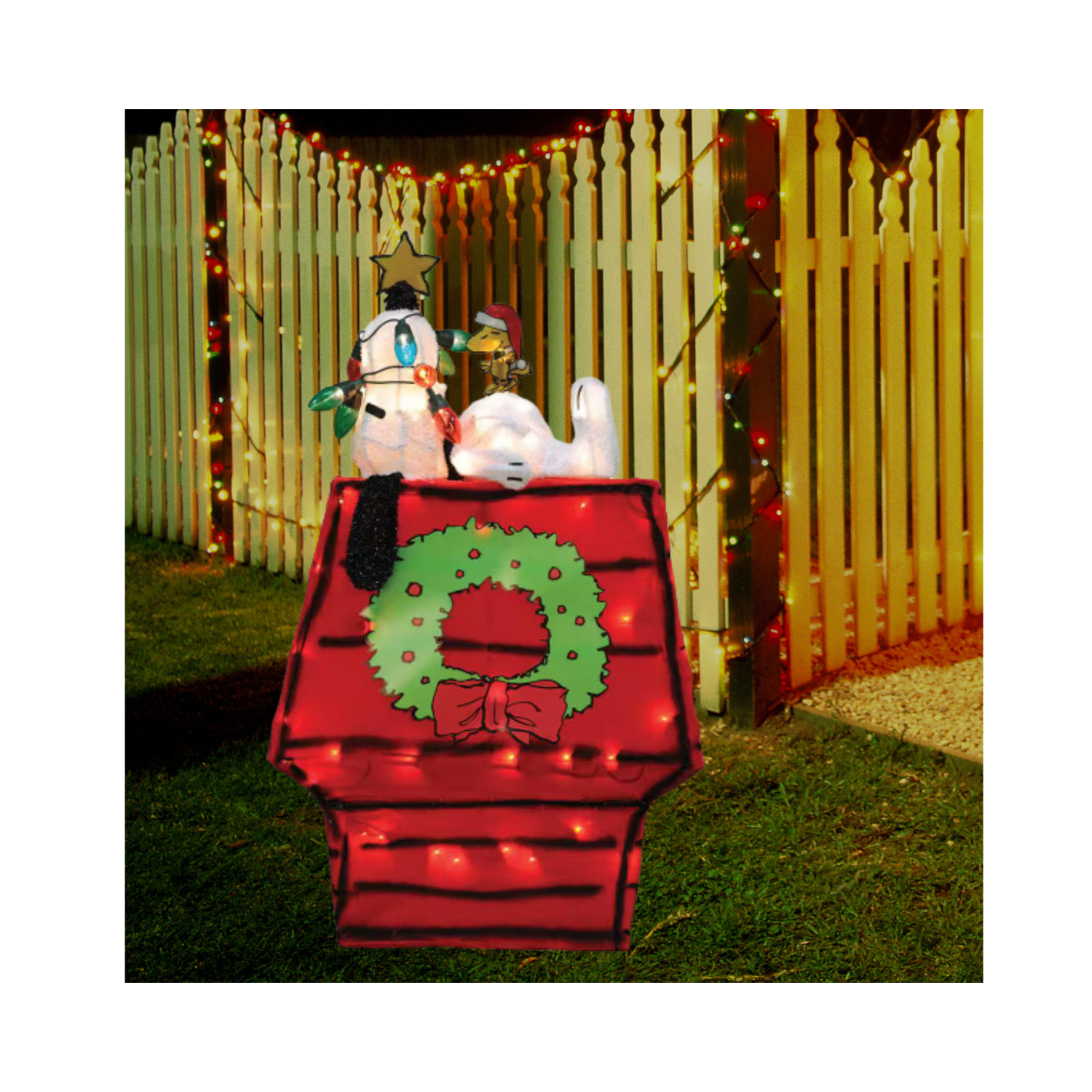 Christmas 26 in. Tall Snoopy On Dog House Yard Art