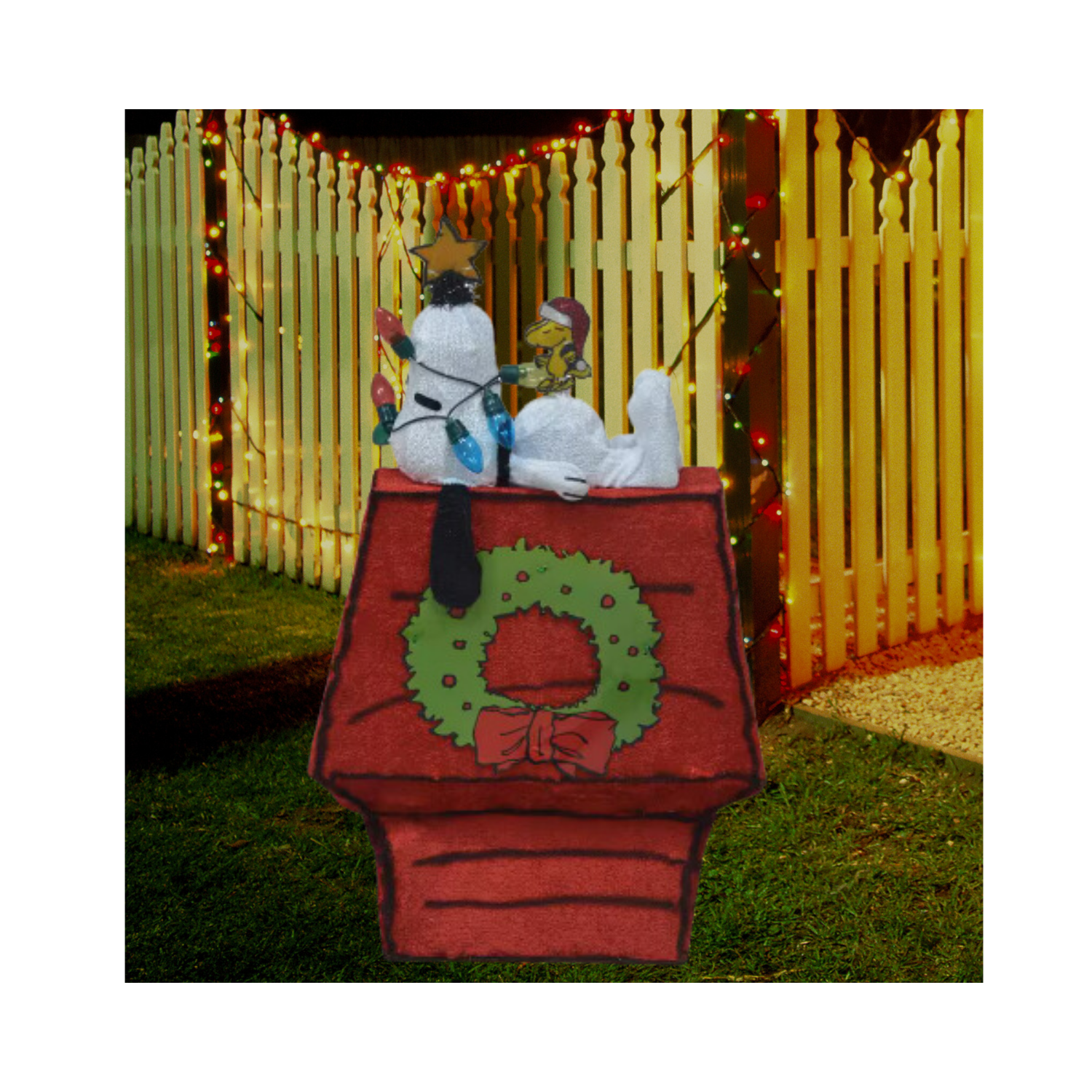 Christmas 26 in. Tall Snoopy On Dog House Yard Art