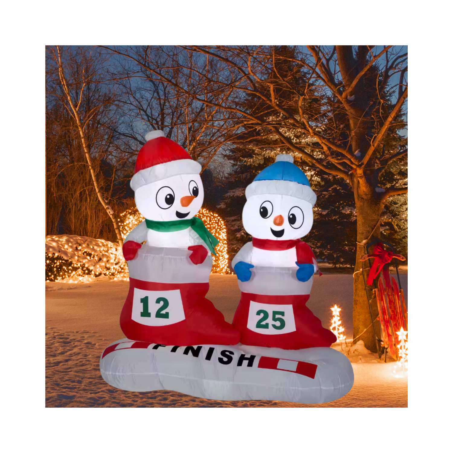 Christmas 4 ft. H Airblown Snowman in Stocking Races-SM