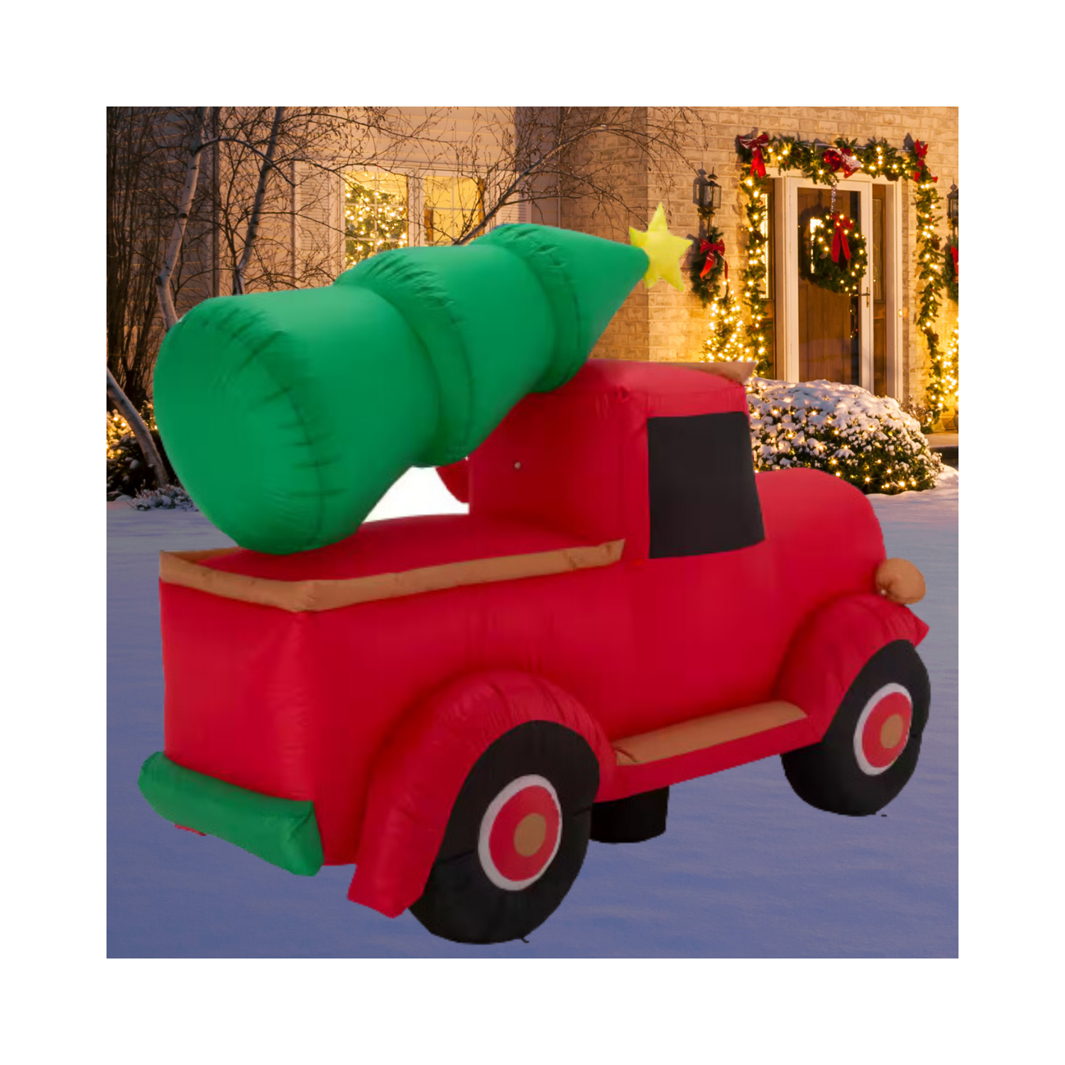 Christmas Santa Claus On Pick Up Truck Inflatable Decor Height (2 ft.) Width (7 ft.)