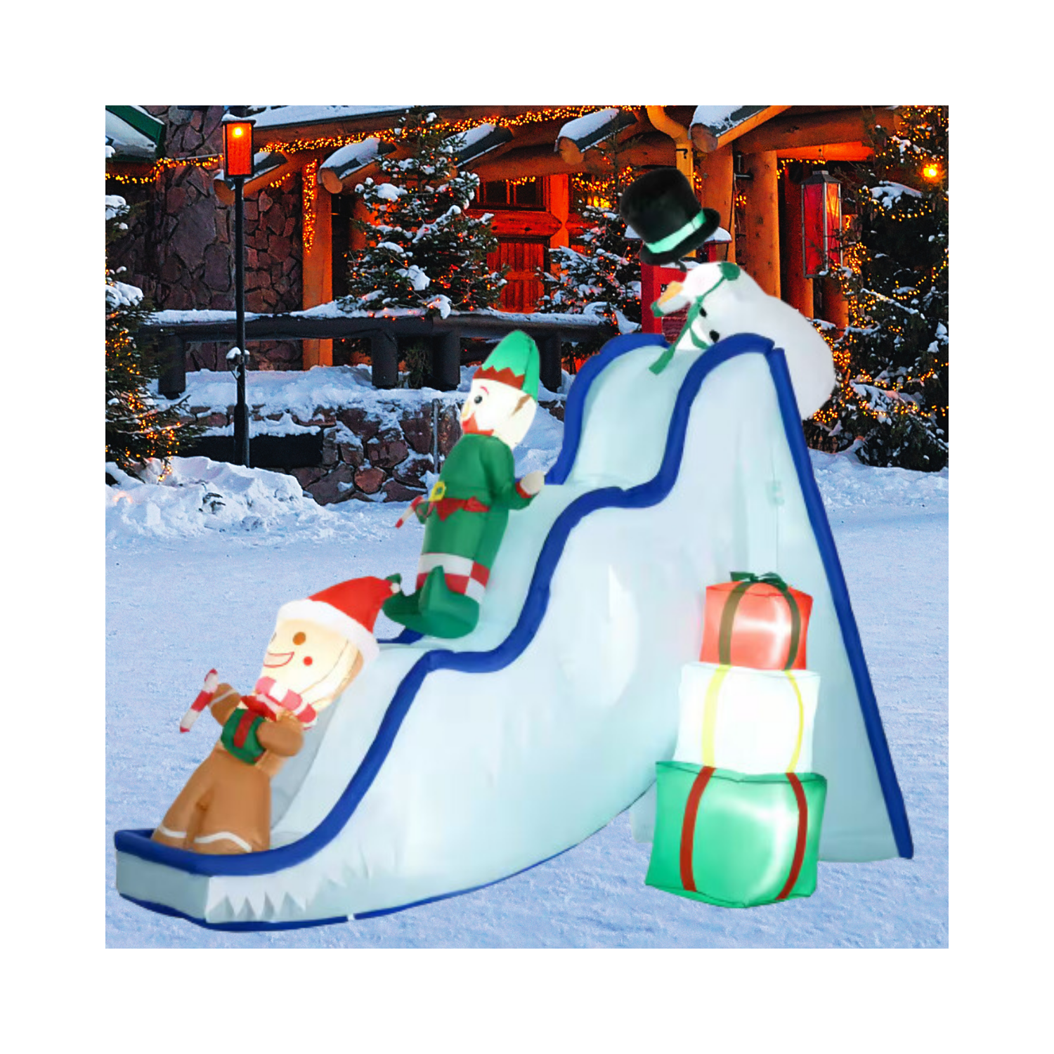 Christmas Inflatable Outdoor Indoor Decorations Snowman Elf and Gingerbread Man