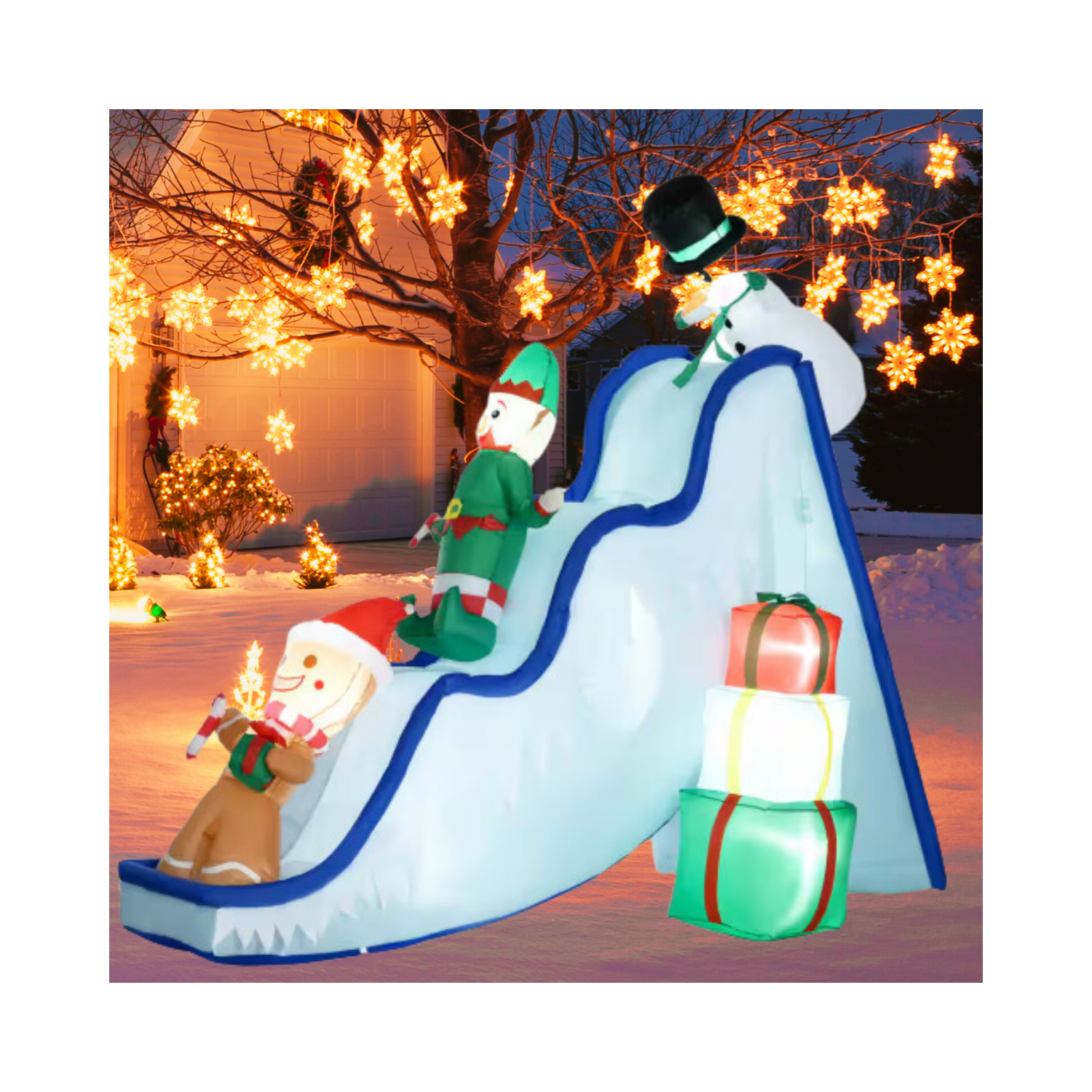 Christmas Inflatable Outdoor Indoor Decorations Snowman Elf and Gingerbread Man