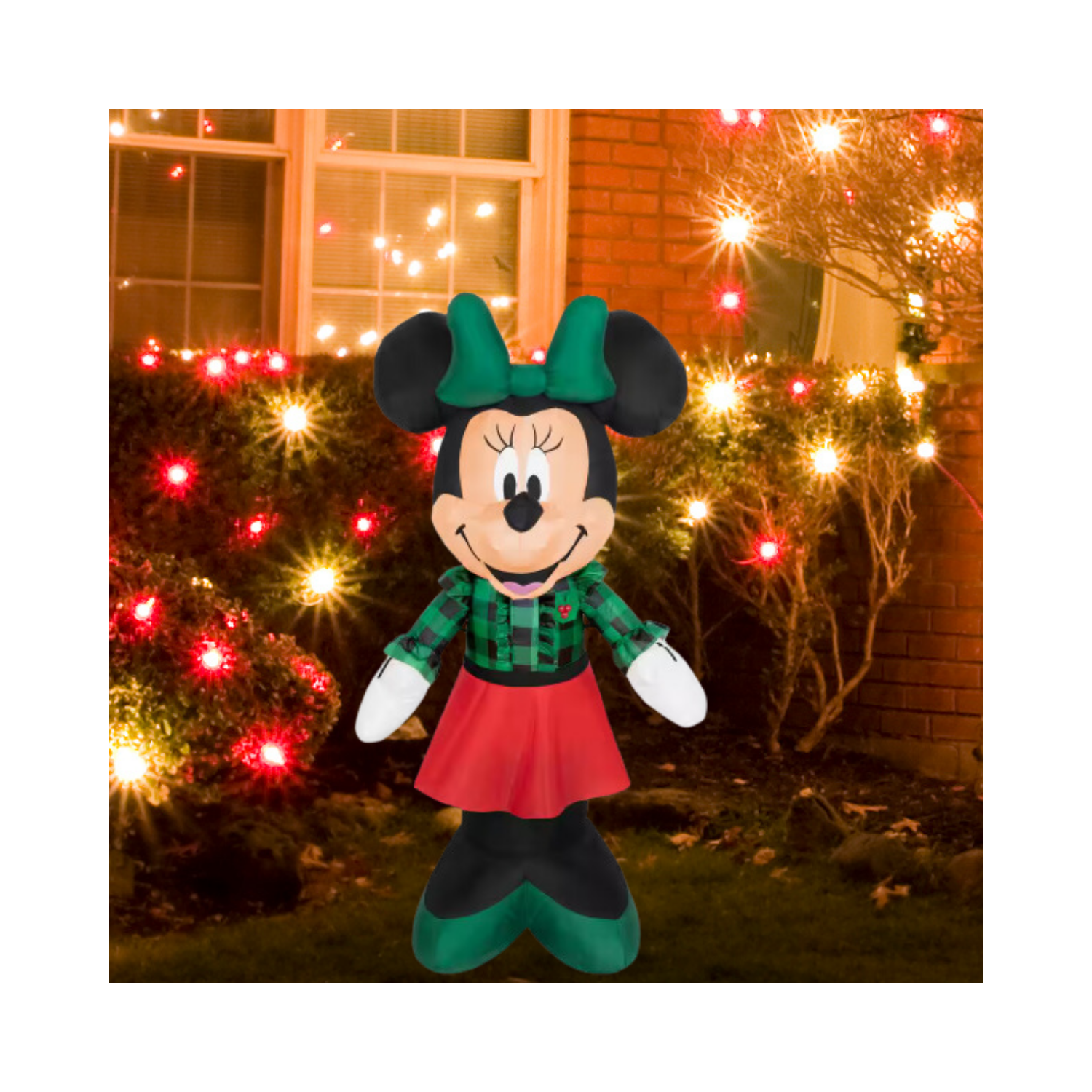 Christmas LED Woodland Minnie in Green Shirt Airblown Inflatable