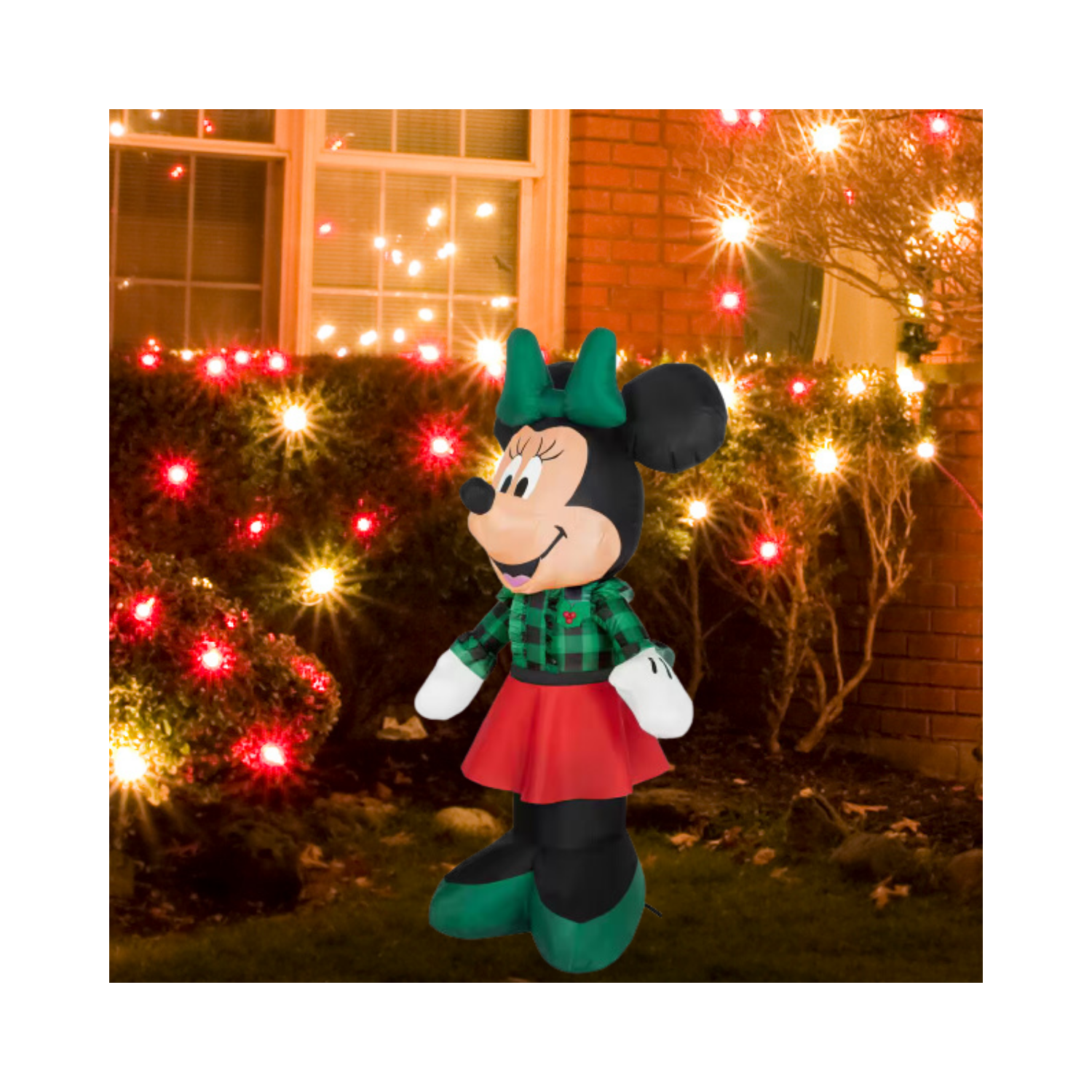 Christmas LED Woodland Minnie in Green Shirt Airblown Inflatable