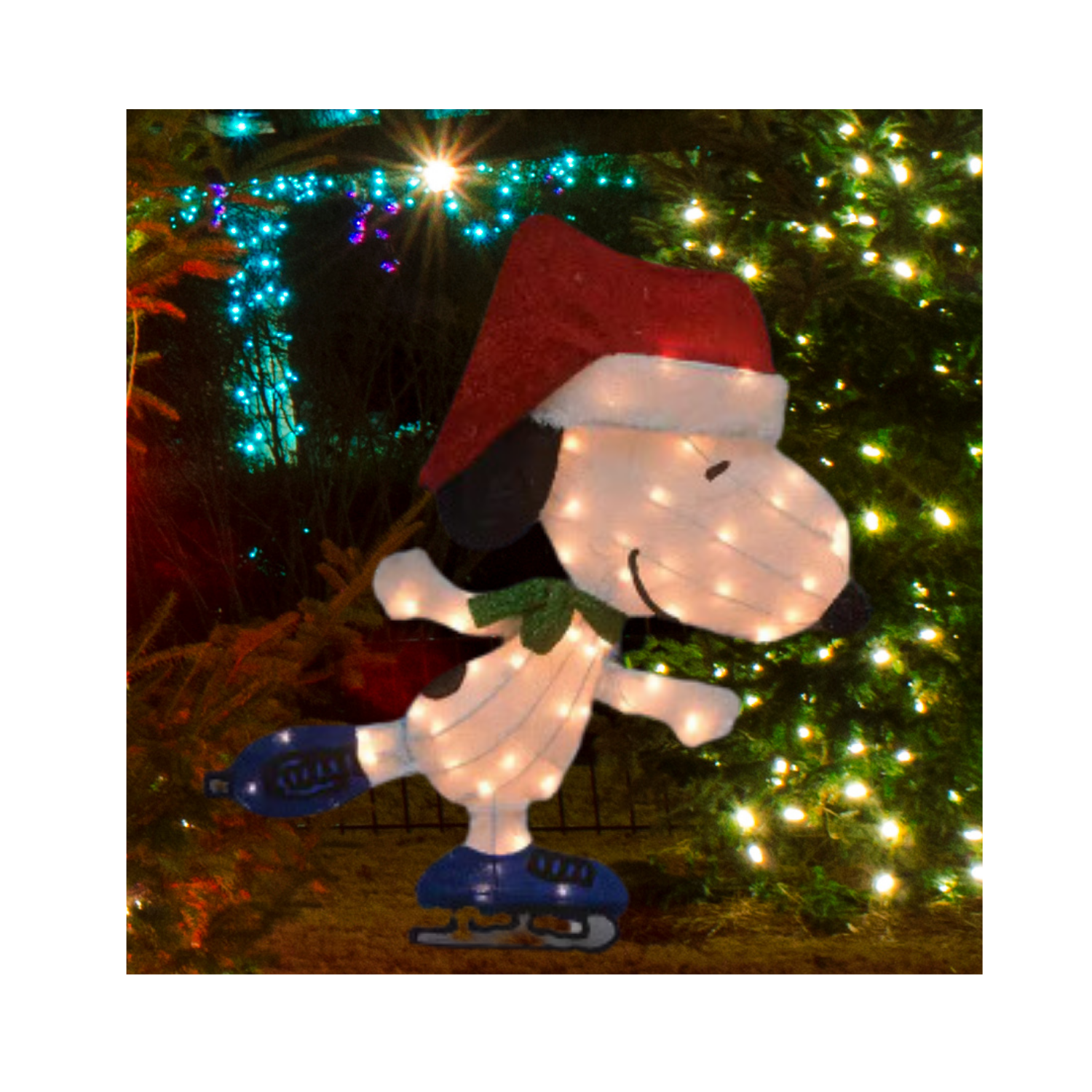 Christmas 32 in. 2D LED Pre-Lit Yard Art Skating Snoopy