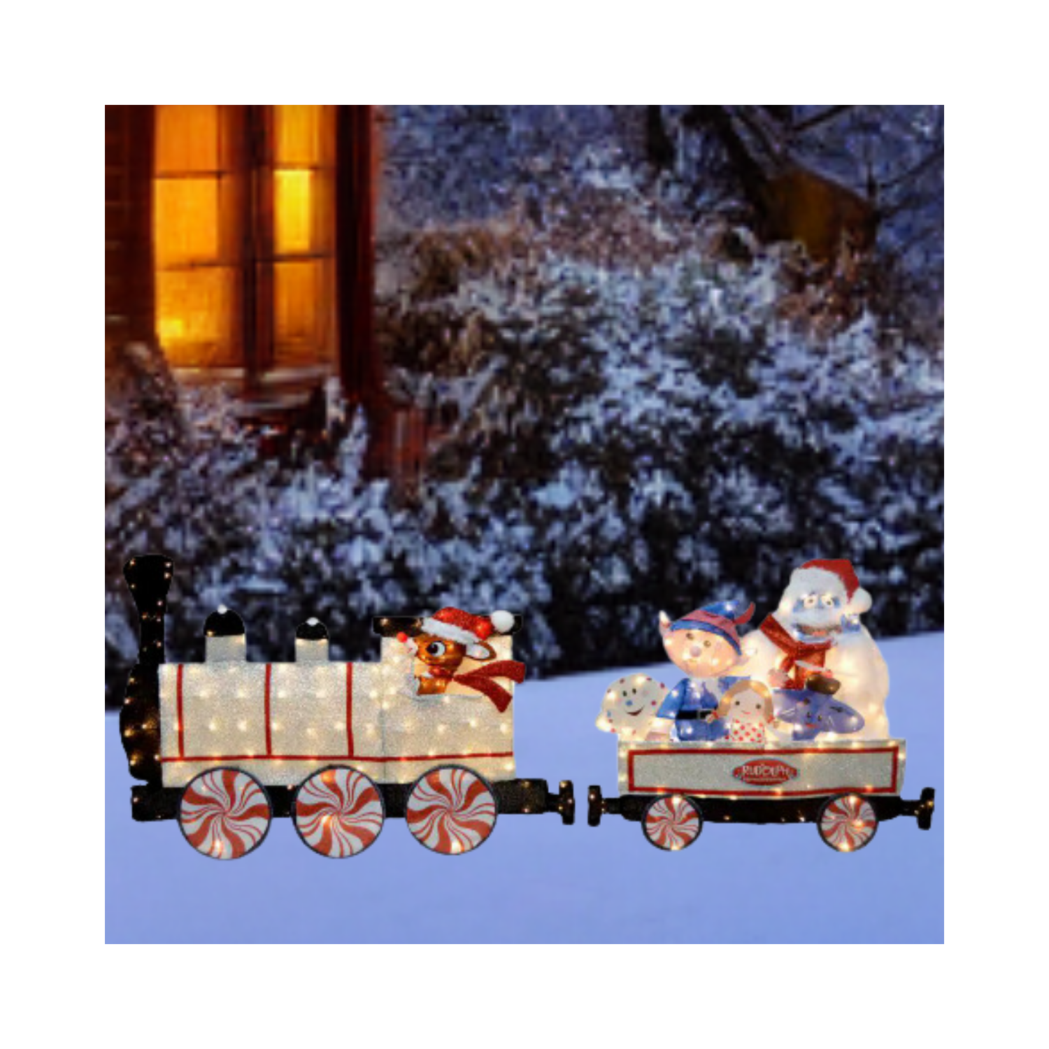 Christmas 80 in. Long Pre-Lit LED 2D Yard Art (2-Piece Train Set)