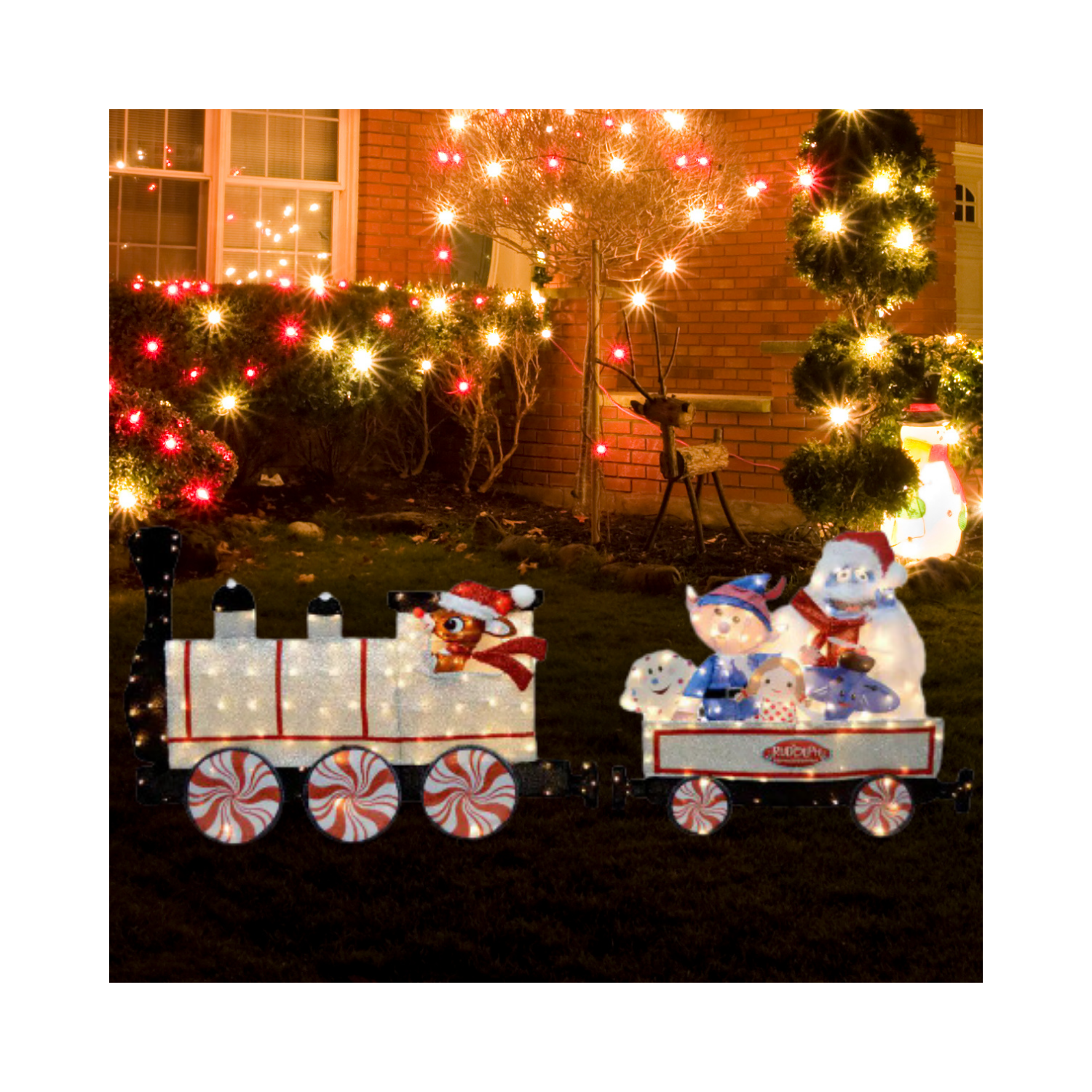 Christmas 80 in. Long Pre-Lit LED 2D Yard Art (2-Piece Train Set)