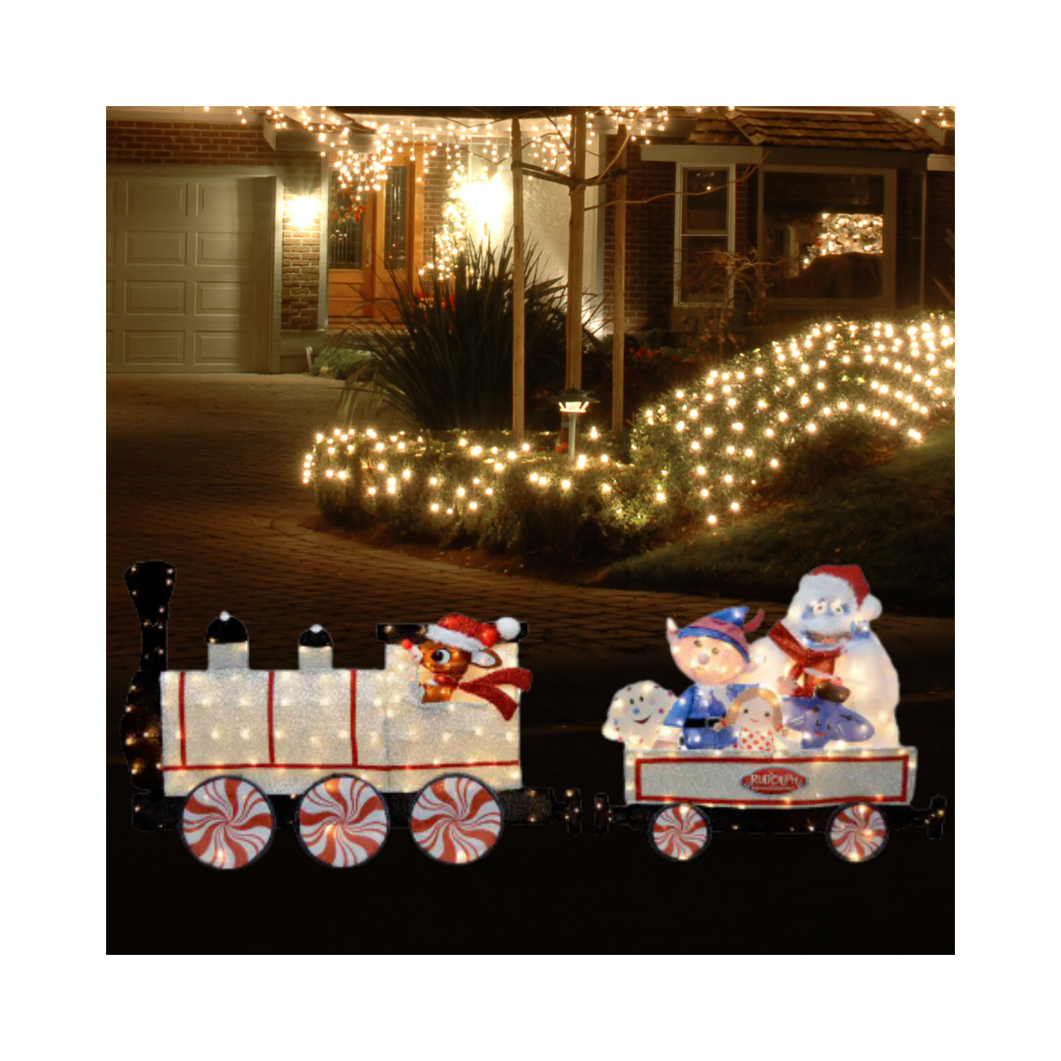 Christmas 80 in. Long Pre-Lit LED 2D Yard Art (2-Piece Train Set)