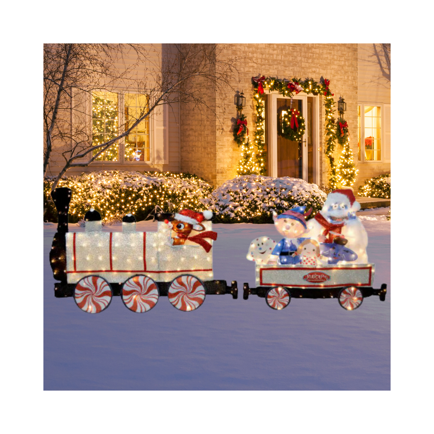 Christmas 80 in. Long Pre-Lit LED 2D Yard Art (2-Piece Train Set)