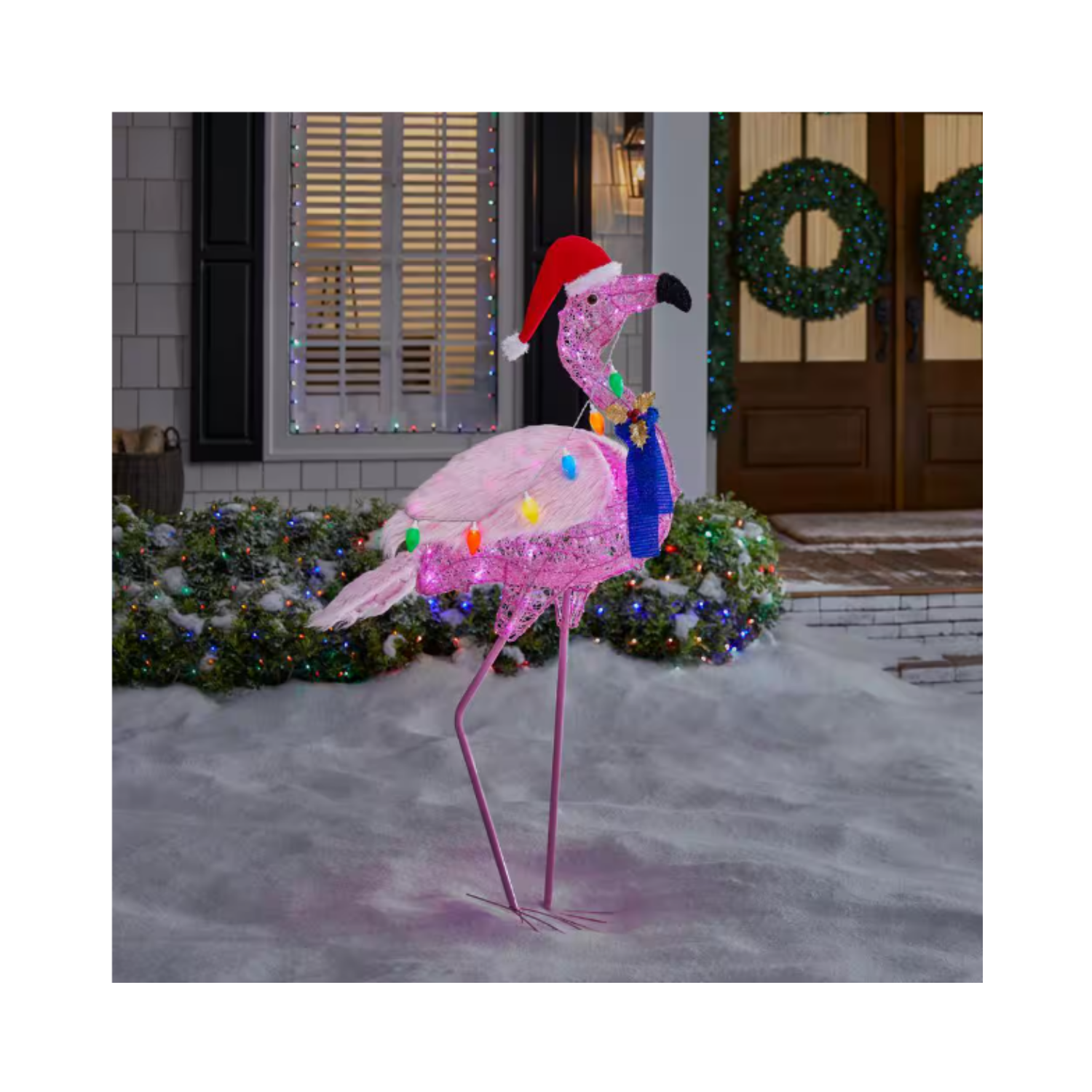 Christmas 5 ft. LED Flamingo Holiday Yard Decoration