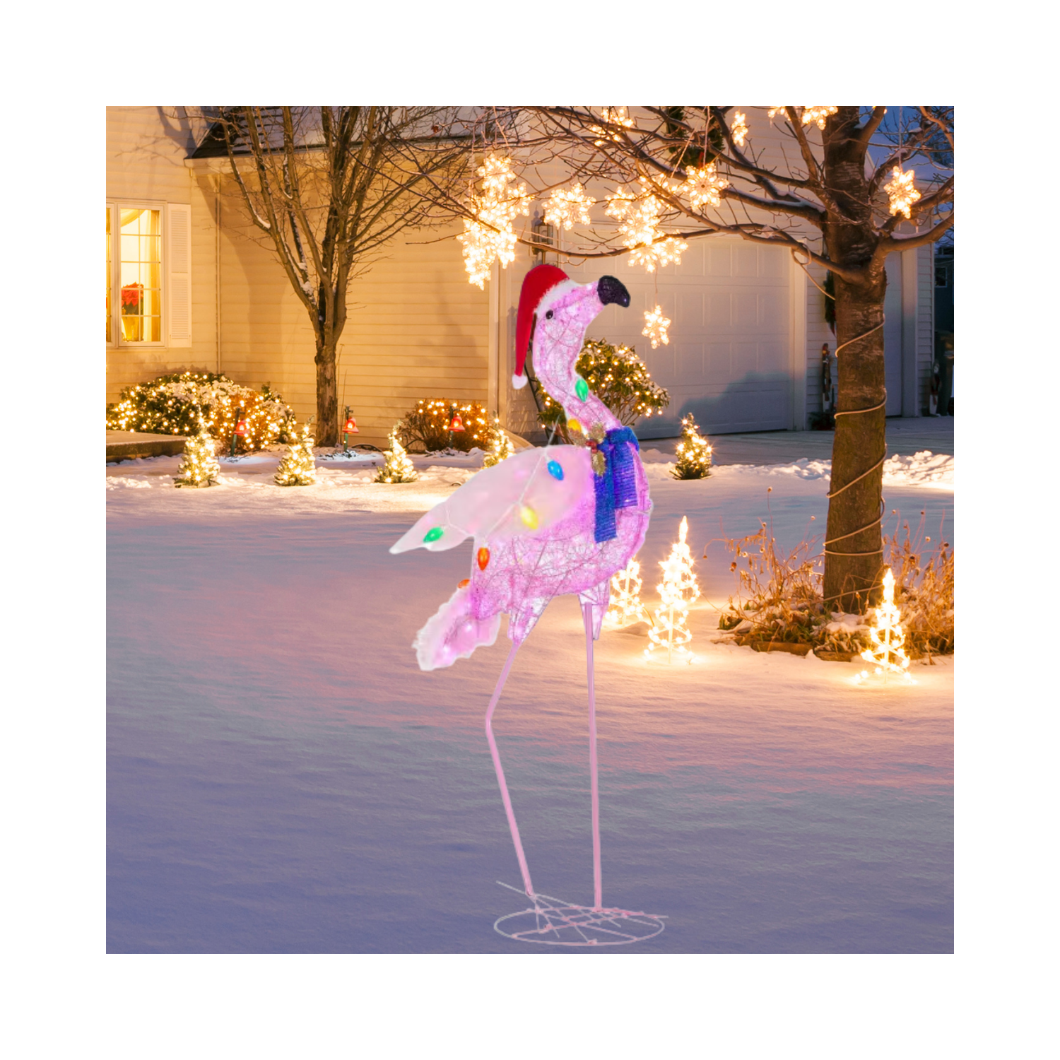 Christmas 5 ft. LED Flamingo Holiday Yard Decoration