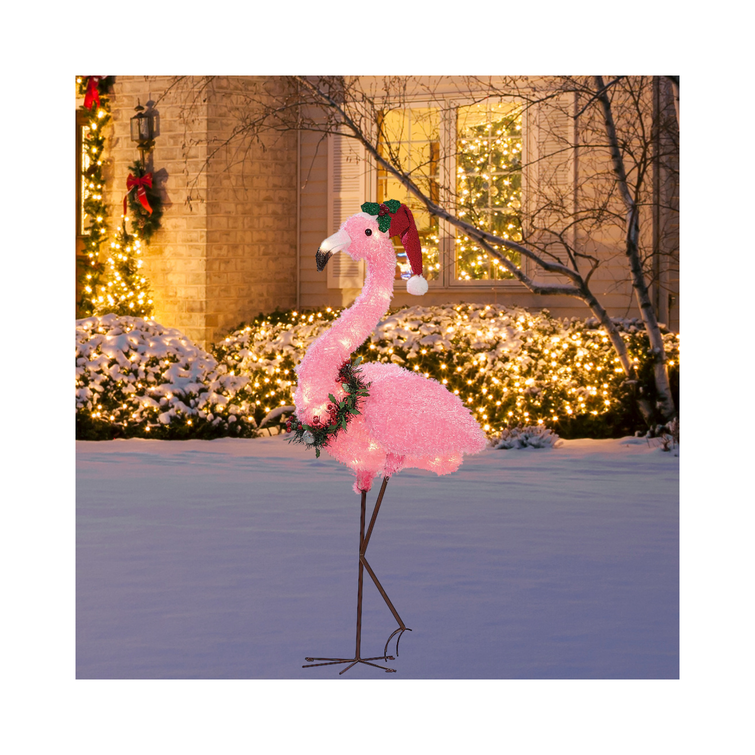 Christmas 36-in Lighted Flamingo Decoration