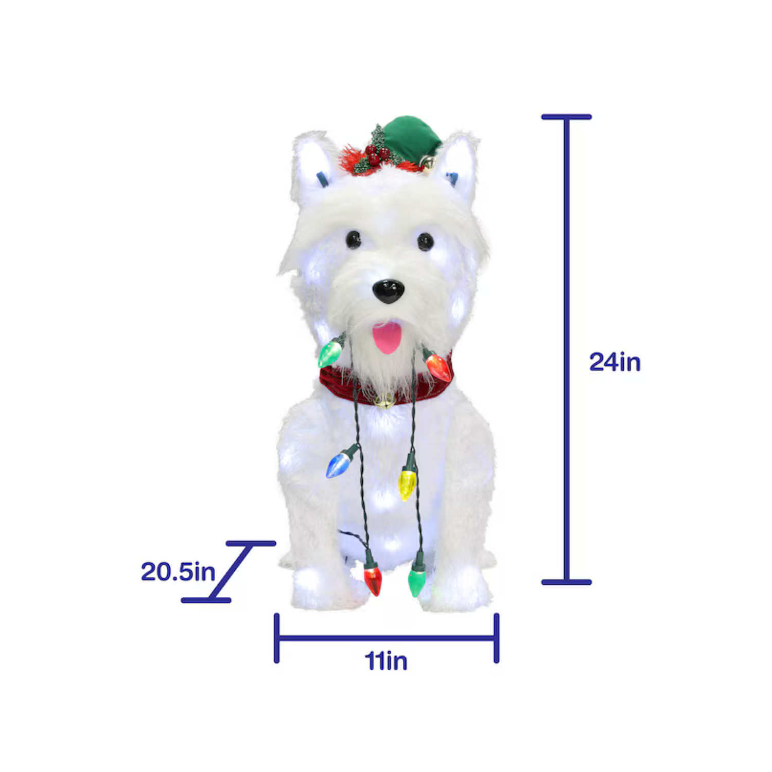 Christmas 2-ft LED White Dog Decoration