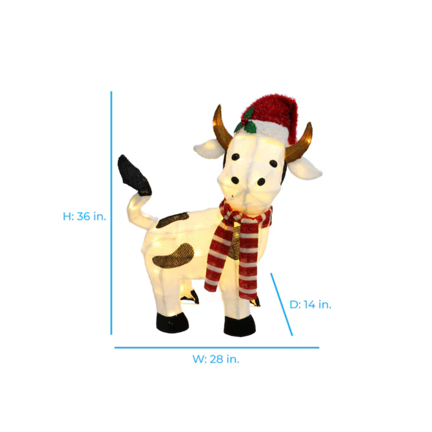 Christmas 3-ft LED Cow Decoration