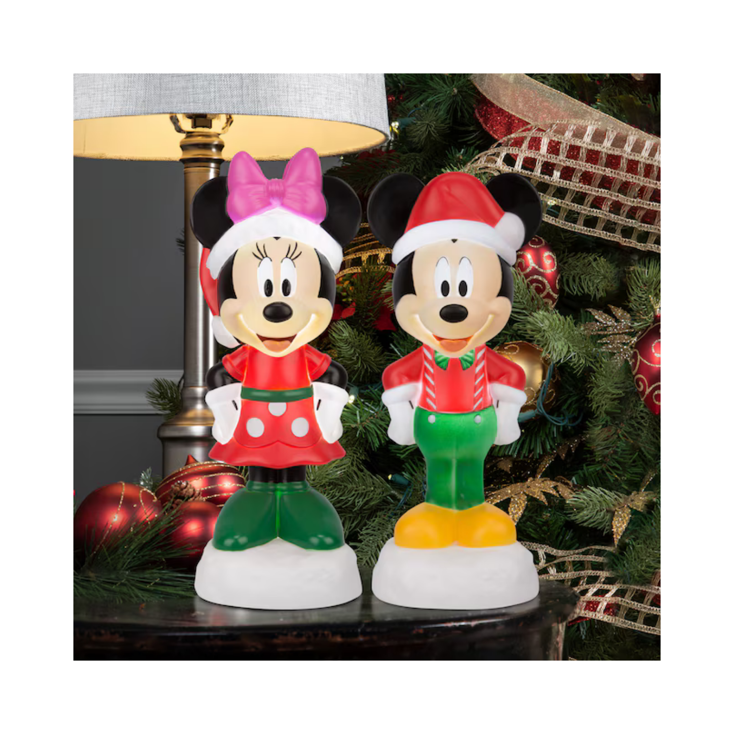 Christmas 14-in LED Mickey & Minnie Mouse Blow Mold - Set of 2