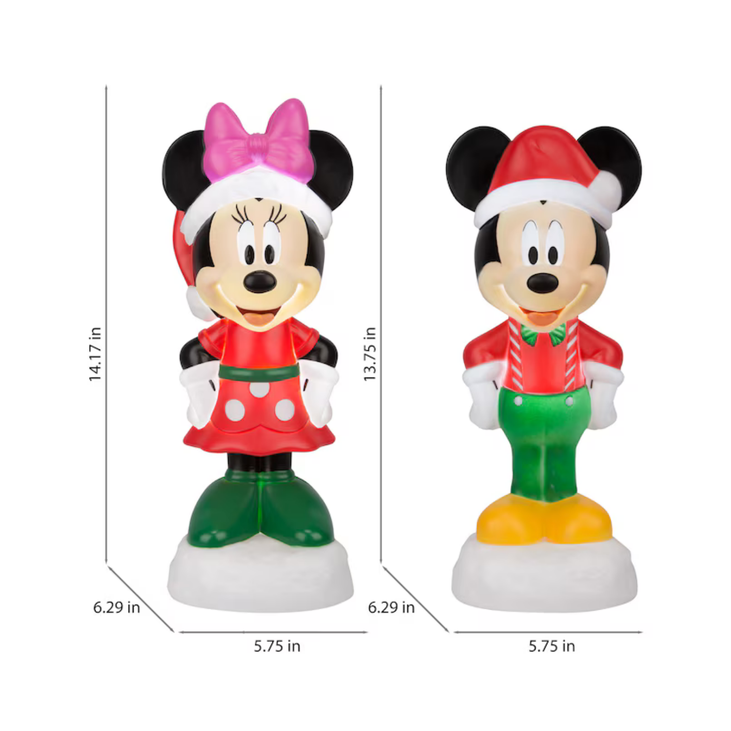 Christmas 14-in LED Mickey & Minnie Mouse Blow Mold - Set of 2