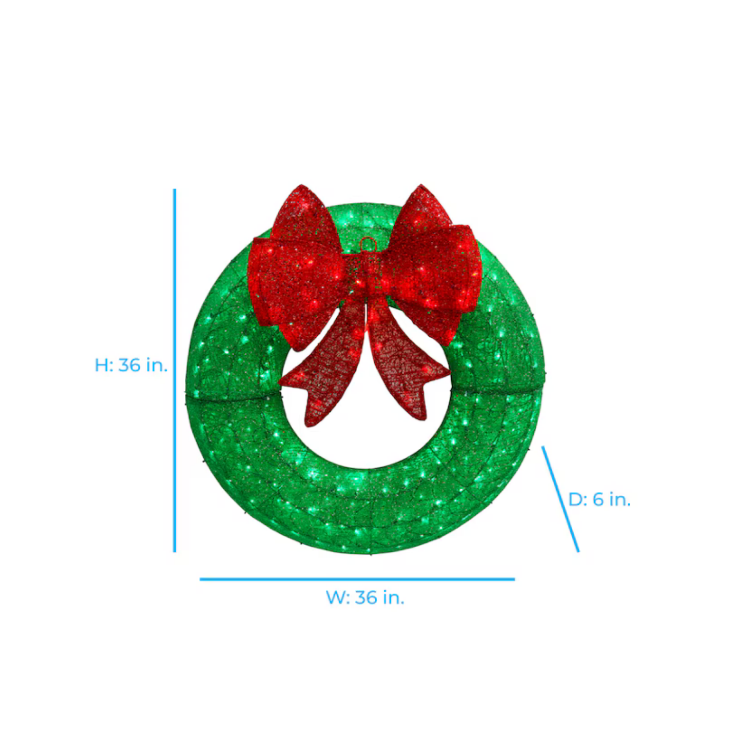 Christmas 3-ft LED Green Christmas Wreath with Red Bow