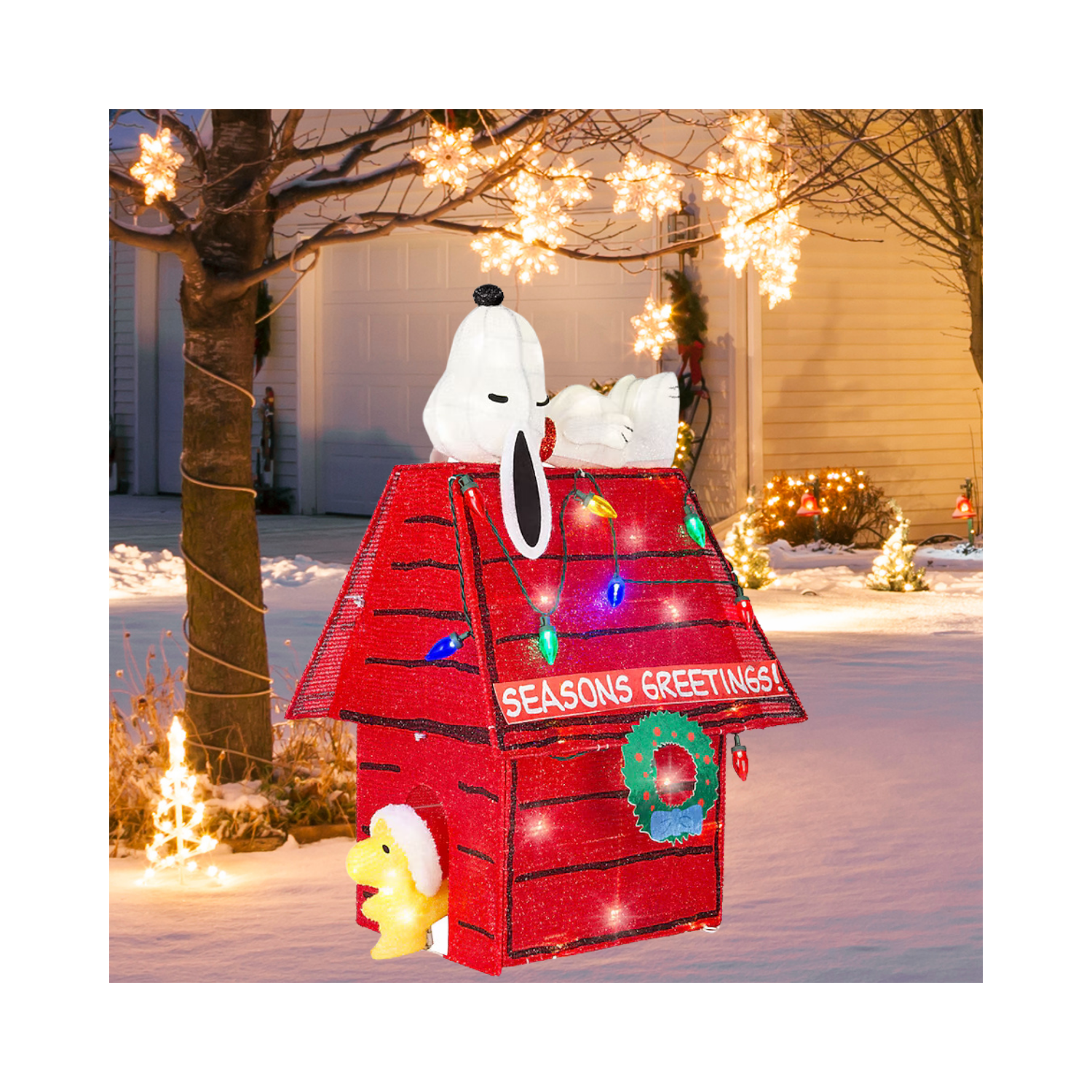 Christmas 2.5-ft LED Snoopy & Woodstock Doghouse Yard Decoration