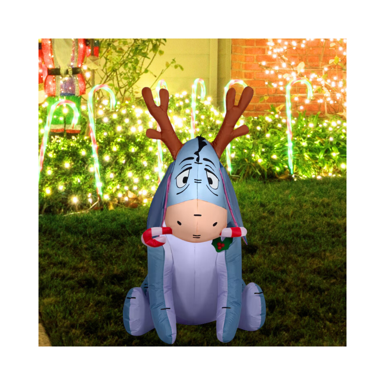 Christmas Disney 4-ft LED Eeyore with Candy Cane Inflatable