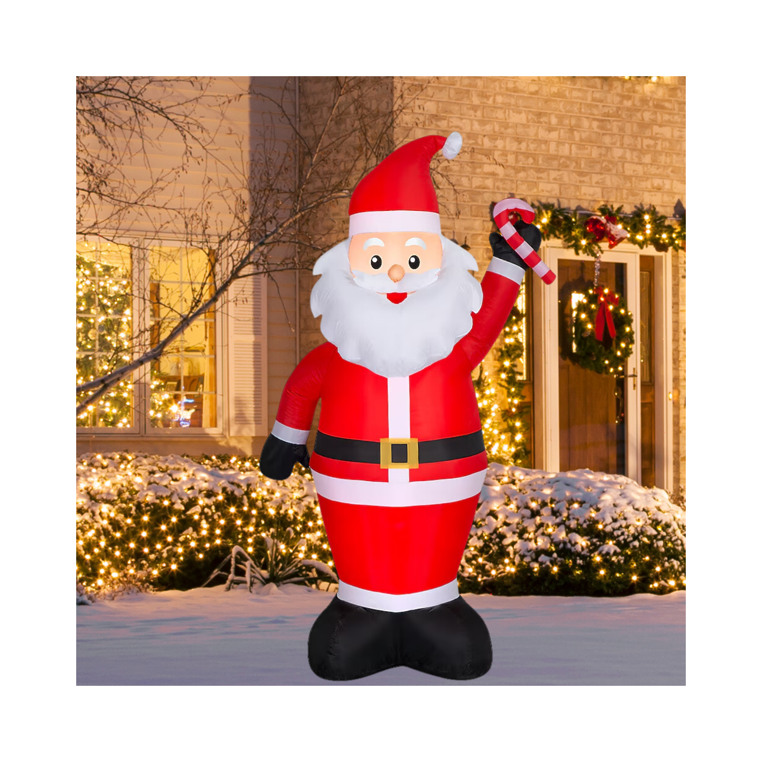 Christmas 7-ft LED Santa with Candy Cane Inflatable