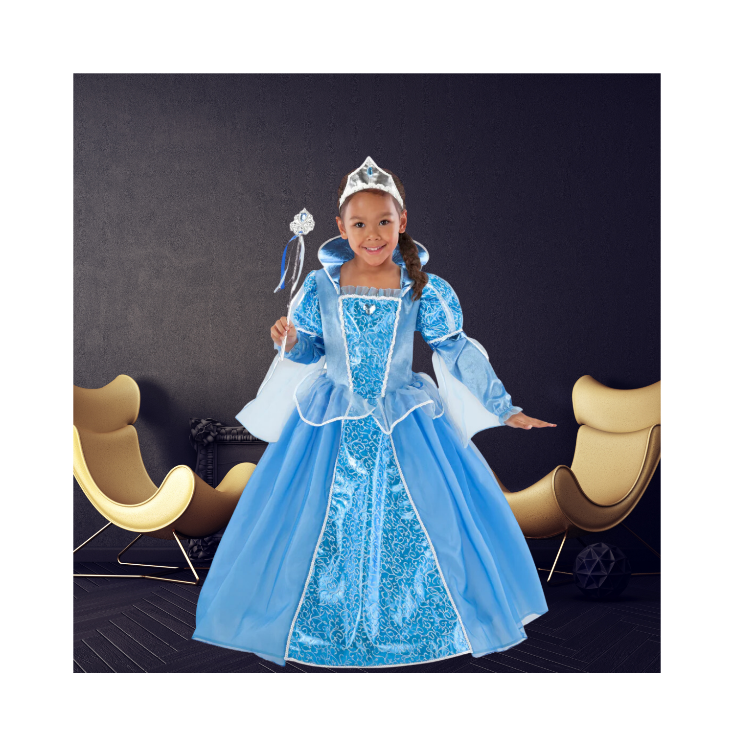 Halloween Girls Royal Blue Princess Costume