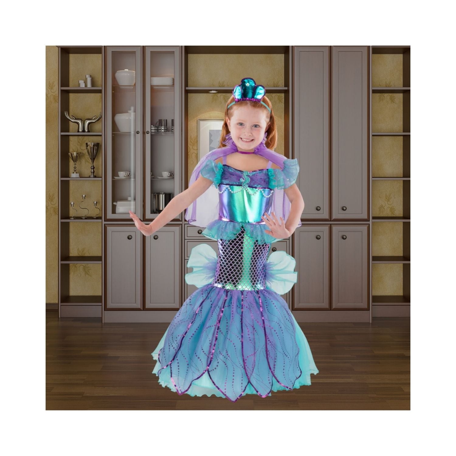 Halloween Girls Sparkly Shimmer Mermaid Costume