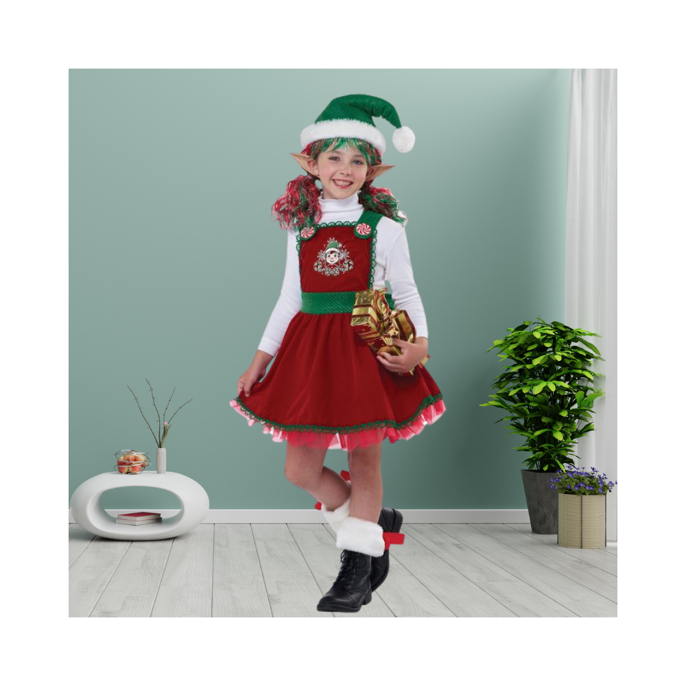 Halloween Candy Cane Elf Child Costume