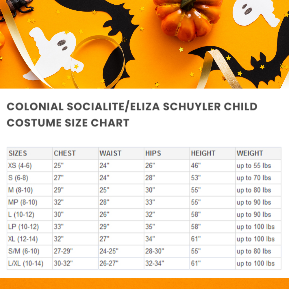 Halloween Colonial Socialite/Eliza Schuyler Child Costume