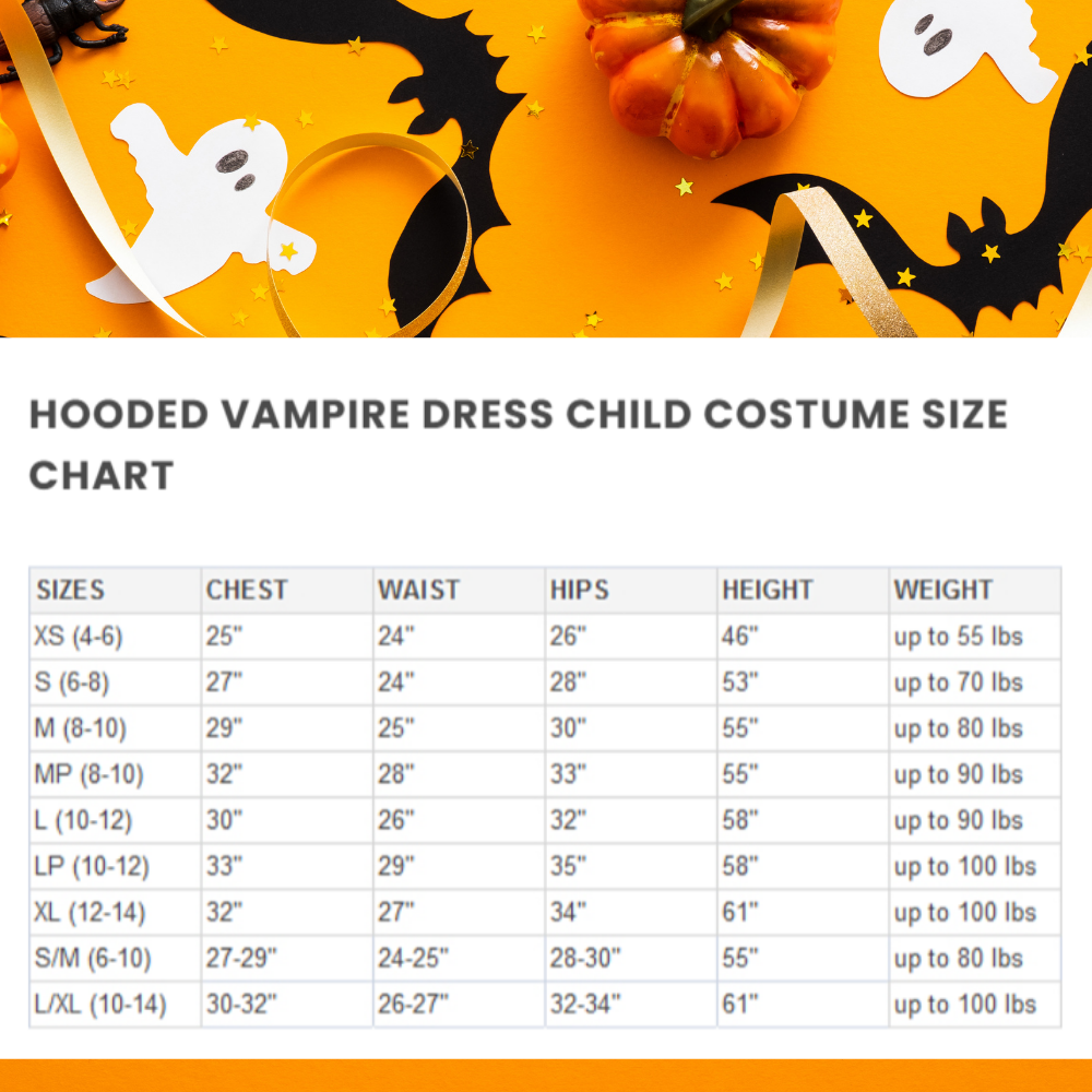 Halloween Hooded Vampire Dress Child Costume