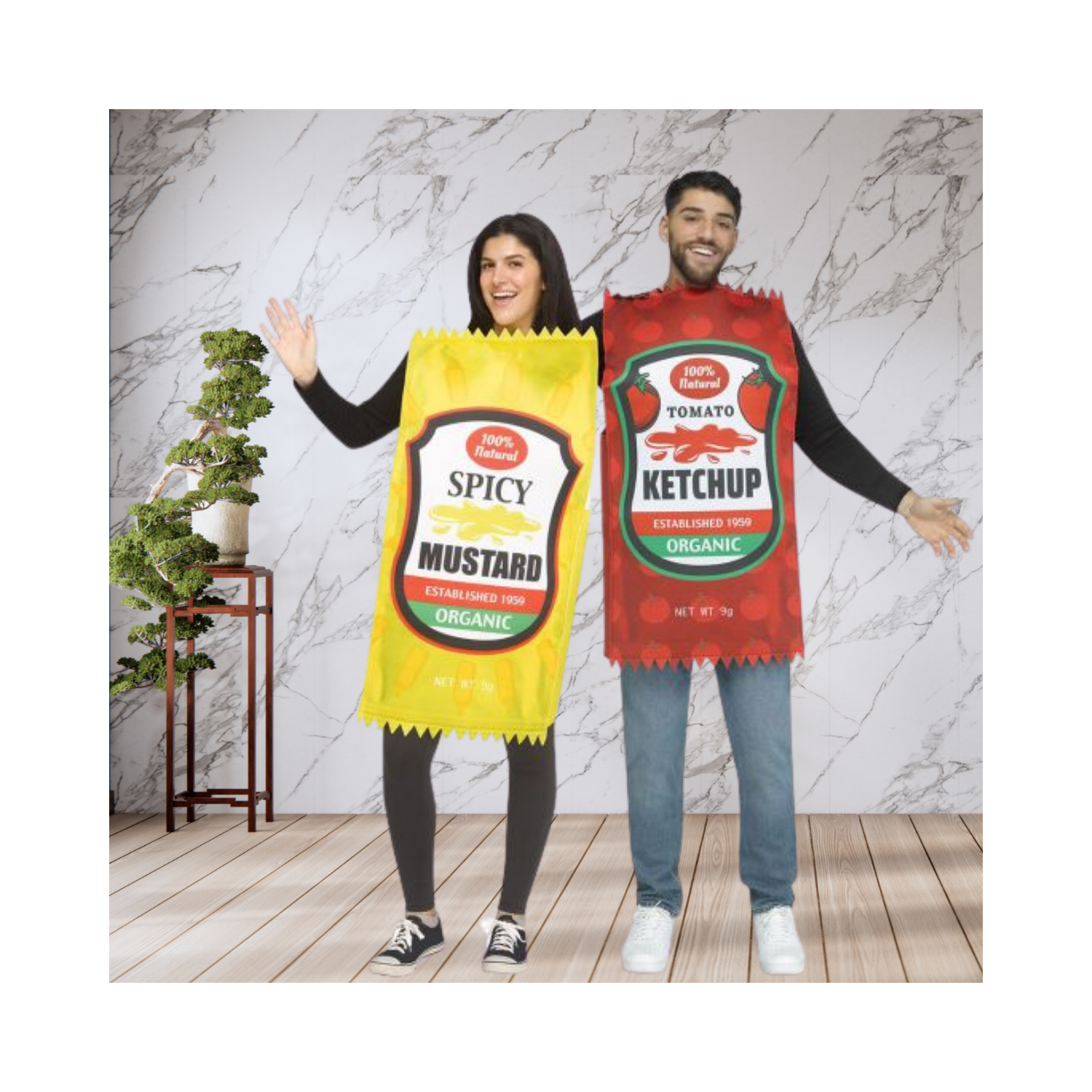 Halloween Mustard & Ketchup Couple Adult Costume