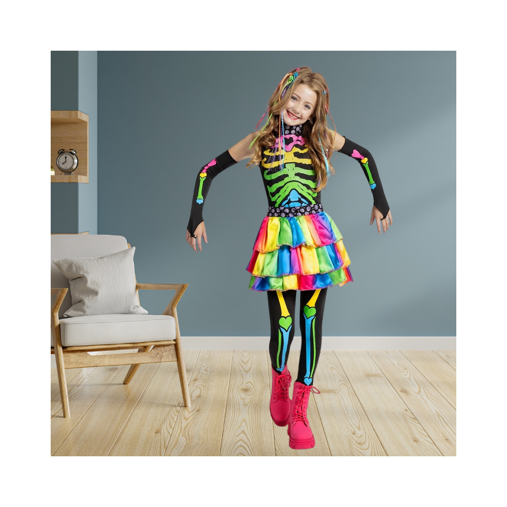 Halloween  Funky Punky Bones Colorful Skeleton Costume