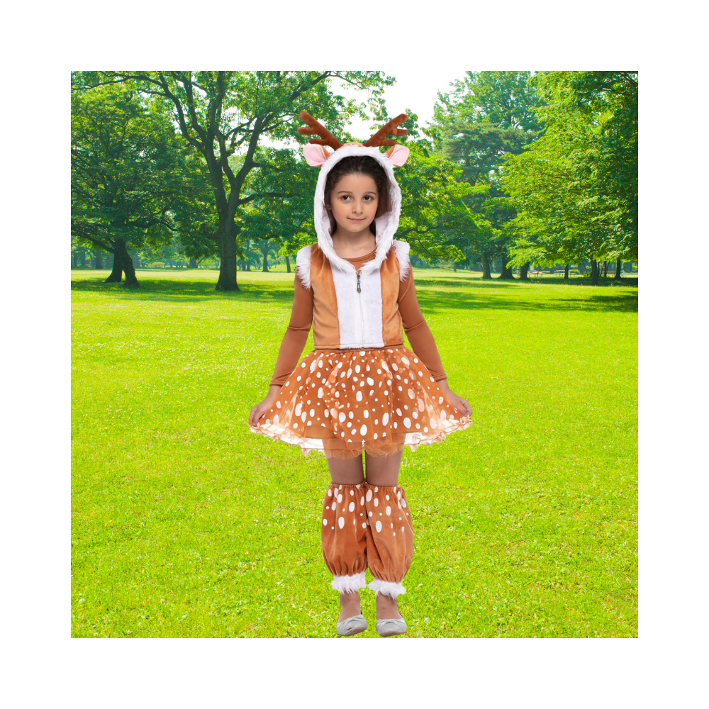 Halloween Girl Deer Costume with Speckled Skirt for Kids