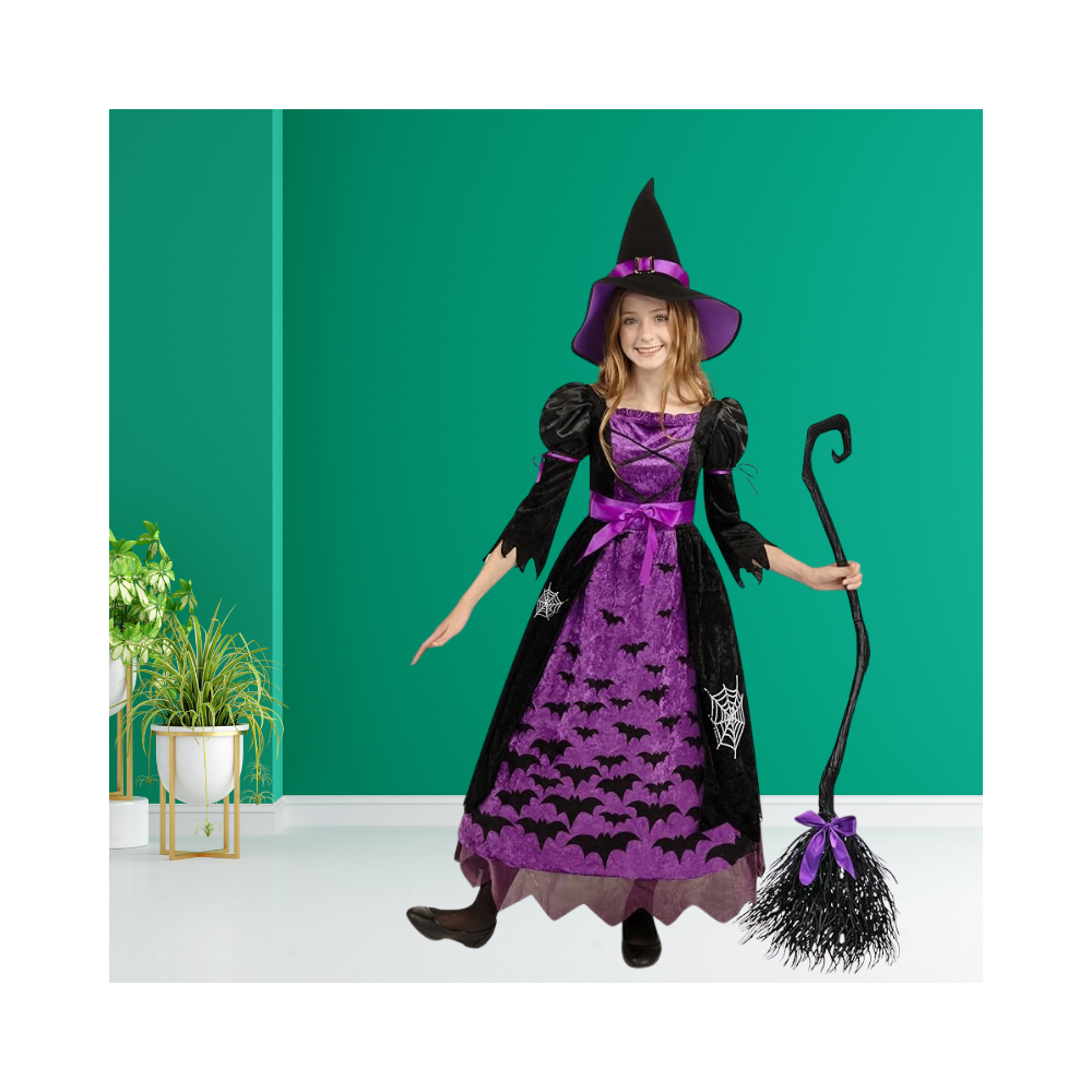 Halloween Girl Purple Witch Costume with Hat