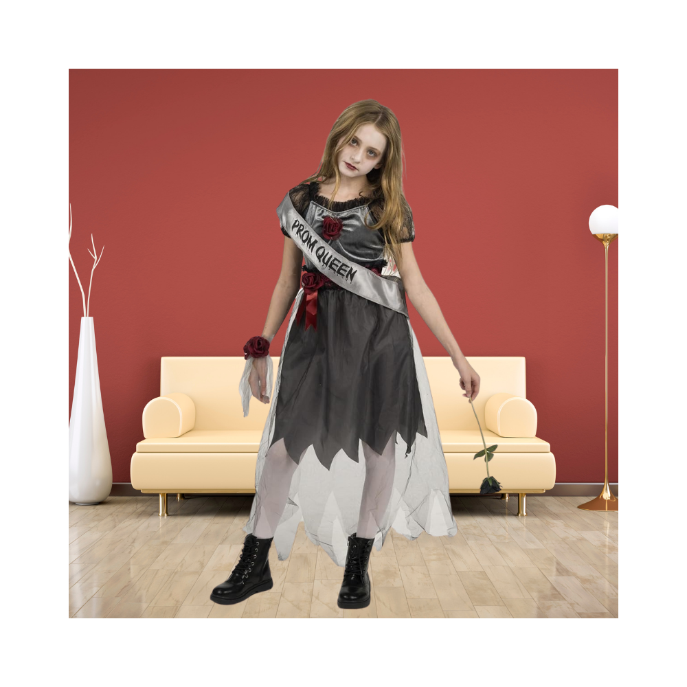 Halloween Child Girl Dark Prom Queen Costume