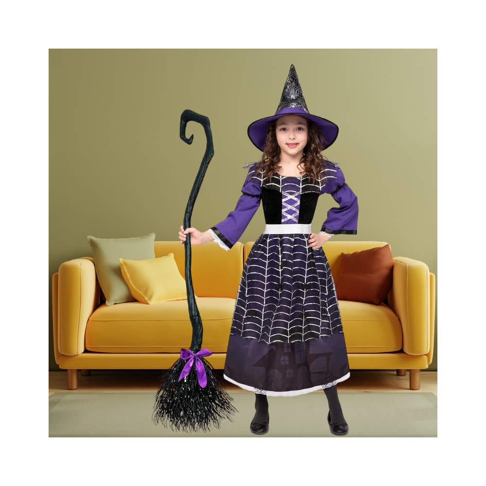 Halloween Girl Witch Costume Spider Web Skirt