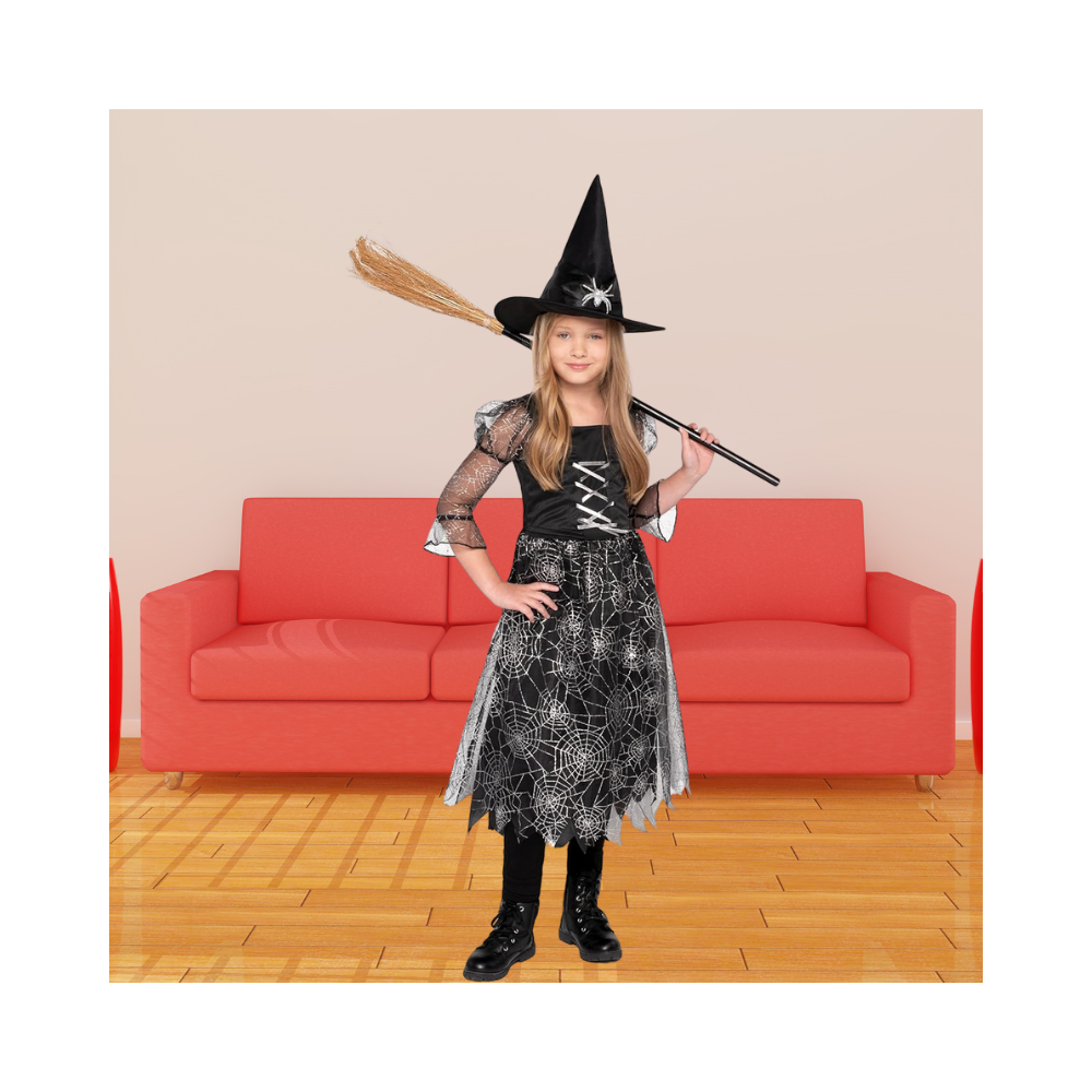 Halloween  Child Girl Dark Spider Witch Costume