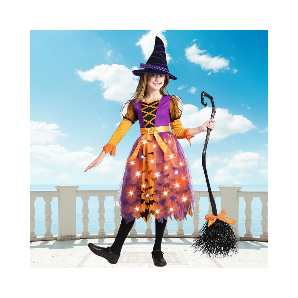 Halloween Light Up Polka Dots Witch Tutu Costume for Girls