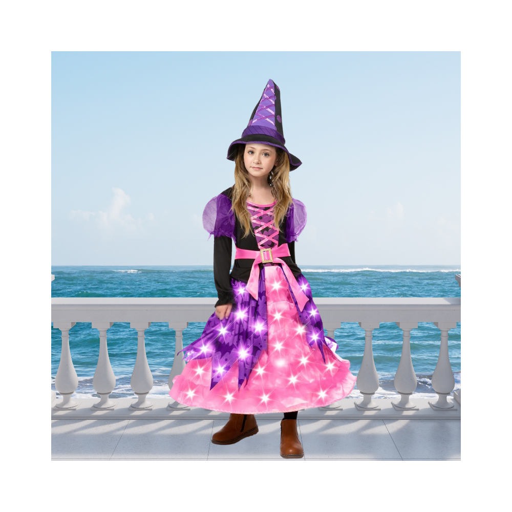 Halloween Girl Light Up Orange Bat Witch Tutu Costume