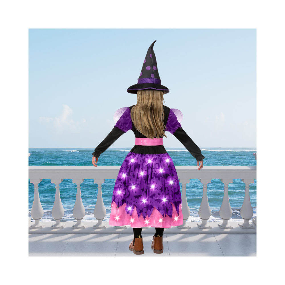 Halloween Girl Light Up Orange Bat Witch Tutu Costume