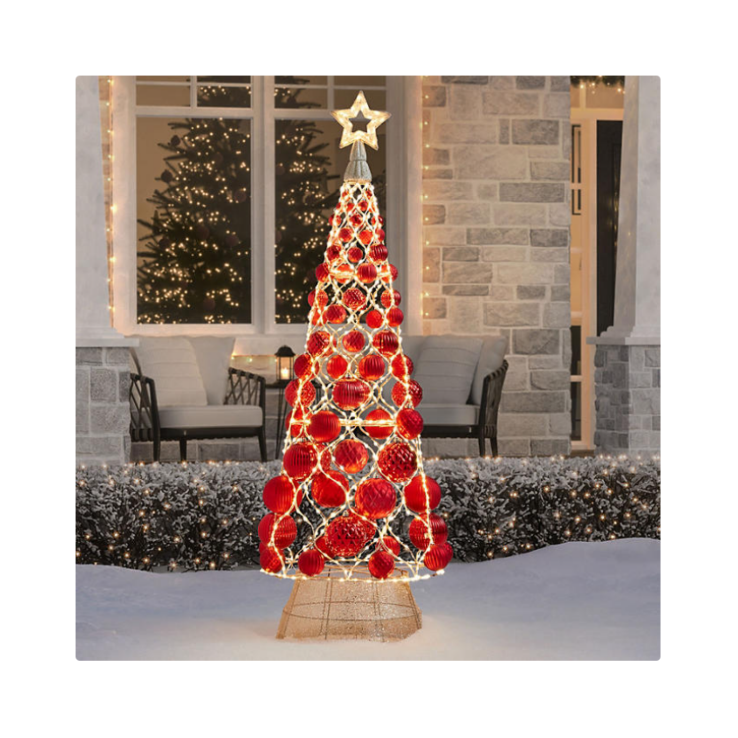 Christmas 7’ Pre-Lit Decorative Ornament Tree, Assorted Colors