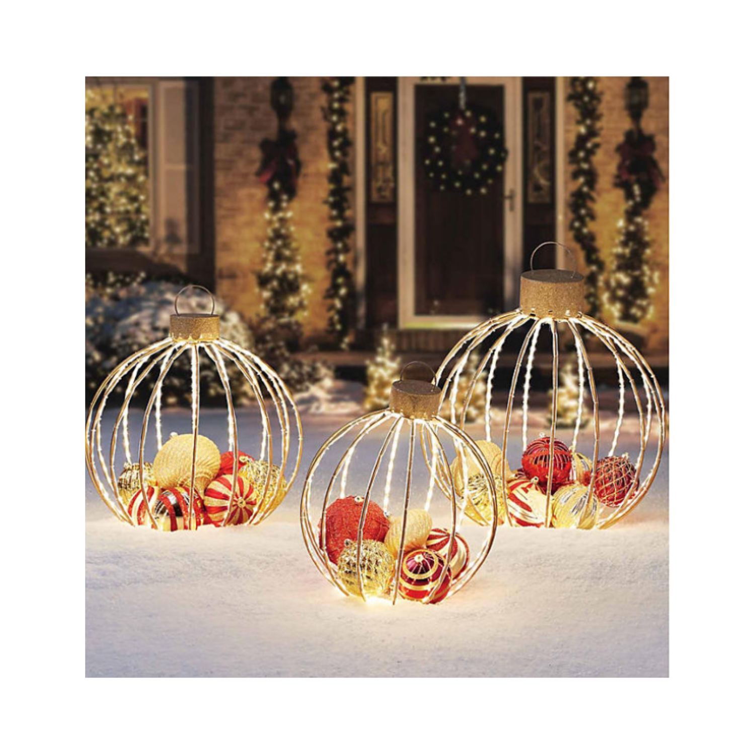 Christmas Pre-Lit Twinkling Ornament Décor, 3pc.