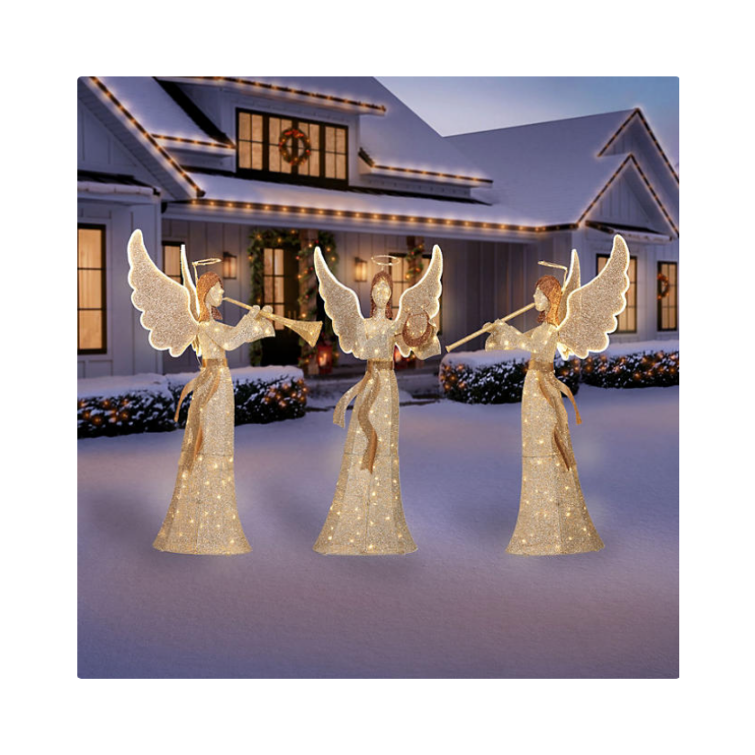 Christmas Pre-lit Twinkling Angels [Set of 3]