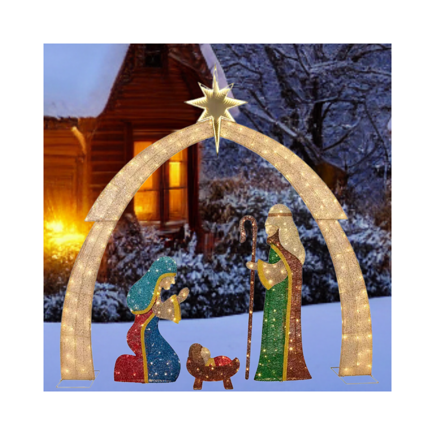 Christmas Pre-Lit Twinkling Nativity Set, 4 pc.