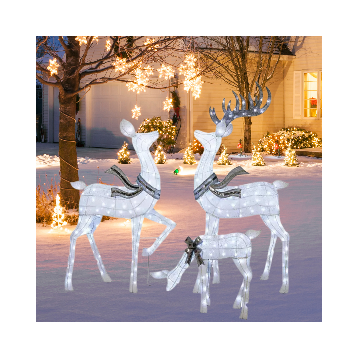 Christmas Pre-Lit Animated Iced Deer Family, 3 pc.